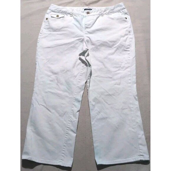 Tommy Hilfiger Women 14 Medium White Rise Modern Capri Light Blue Stain - Picture 1 of 14